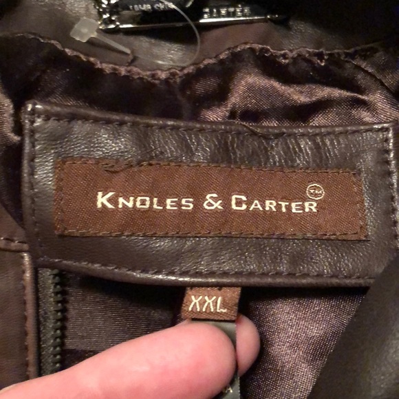 KNOLES & CARTER Size XXL Brown Leather STRETCH Metal STAR Embellished $288 NEW - Picture 10 of 16